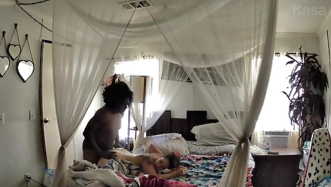 interracial webcam video of asian and african teen