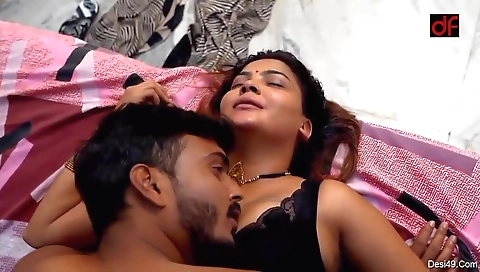 Big boobs girl in black lingerie rides a boner on a hot dude