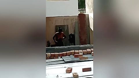 Indian naked bathing video with a sexy brunette naked