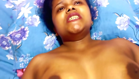 Hot brunette with big tits fucks her boyfriend at home