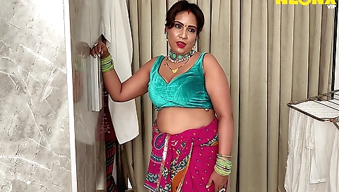 Indian brunette babe is having fun with house and her host