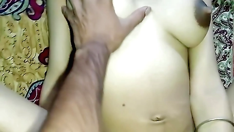A sweet brunette is fucked on the bed by a black dude