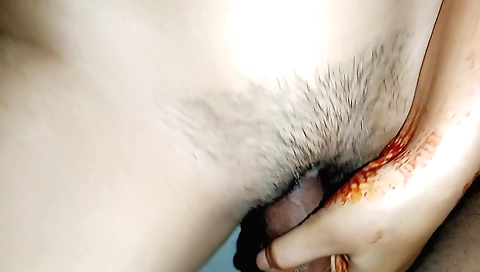 Hairy indian girl gets creampie and cumshot on her hairy ass