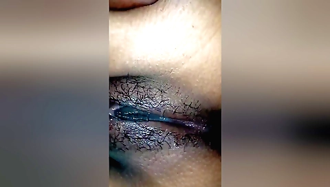Indian amateur fucker gets a creampie with her hairy pussy