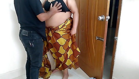 Busty brunette gets her mouth fucked hard in house