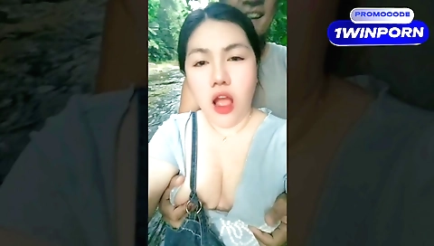 Brunette indian chick with a big ass gets fucked outdoors