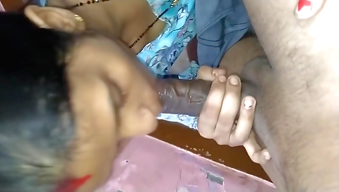 Indian girl plays with her big cock in her tight pussy