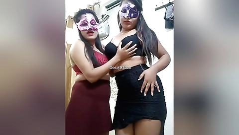 Brunette indian girls masturbate and fuck one another