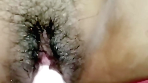 Hairy Indian girl has a big cunt and she loves playing