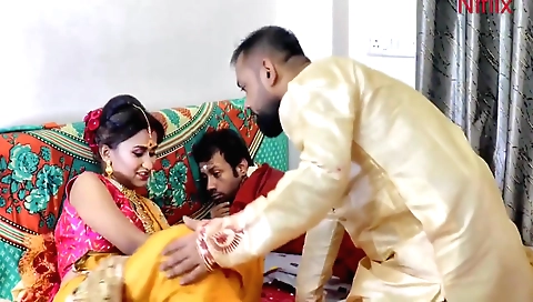 Indian amateur brunette fucked by a husband and a stepbrother