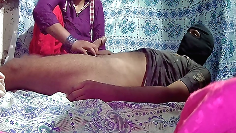 Handjob by black boy with his dick in the girl's pussy