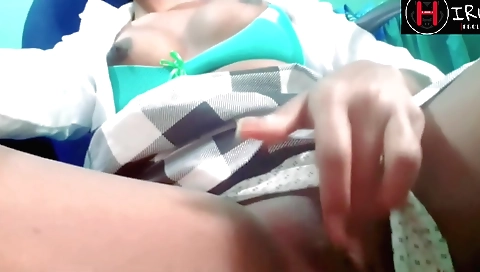 Horny teacher fingering herself while doing oral sex