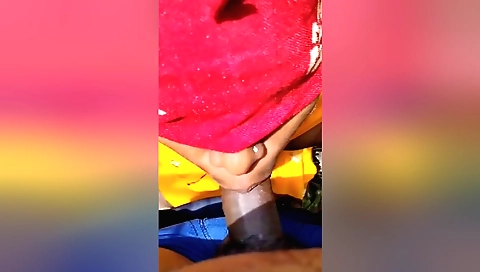 Indian girl in green clothes sucking cock in POV video