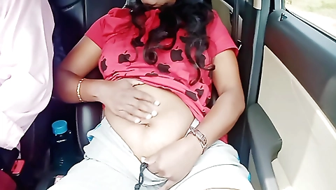 Indian girl in red dress gets her boyfriend's cock in her throat