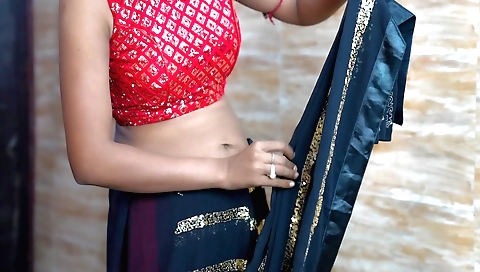 Indian stepmom with natural tits is having fun with him