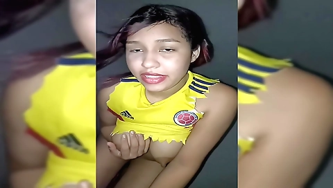 Hot brunette amateur with a big ass fucking on a couch